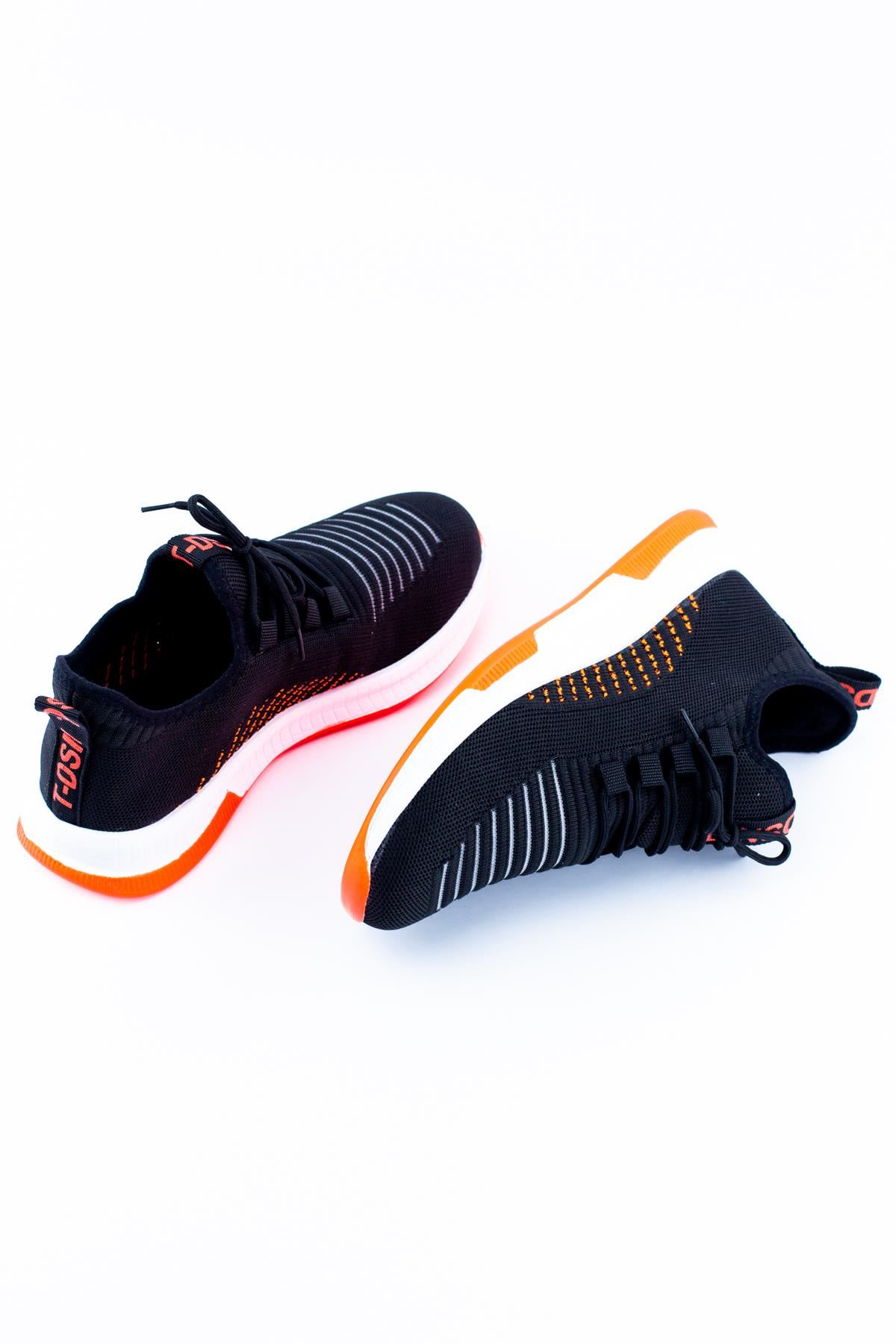 Dazy Neon Detaylı Triko Kadın Sneaker Spor Ayakkabı Turuncu Triko