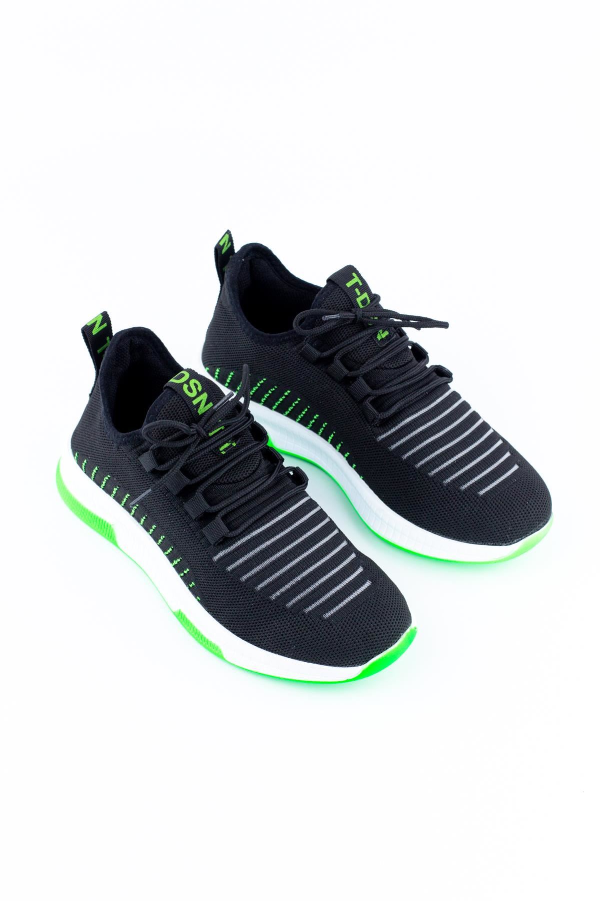 Dazy Neon Detaylı Triko Kadın Sneaker Spor Ayakkabı Yeşil Triko