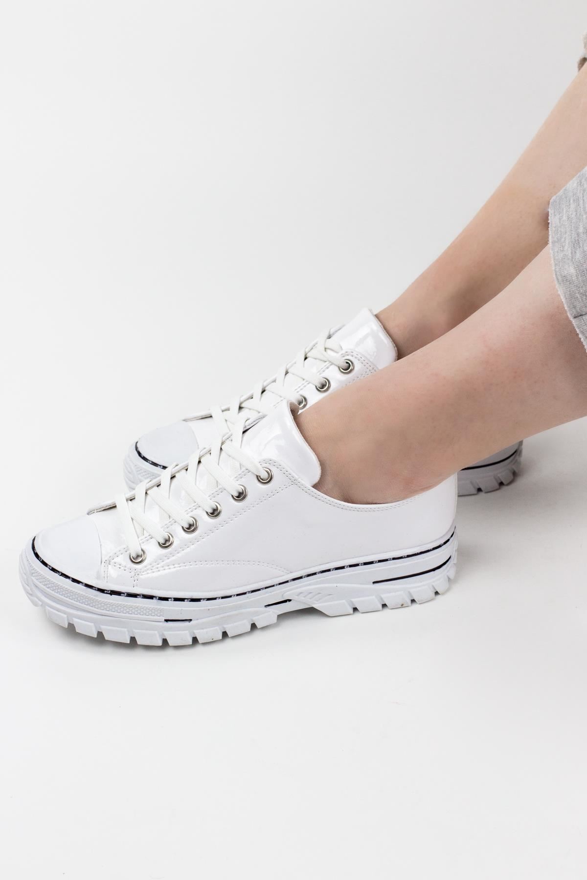 Asante Kadın Sneaker Spor Ayakkabı Beyaz Kırışık