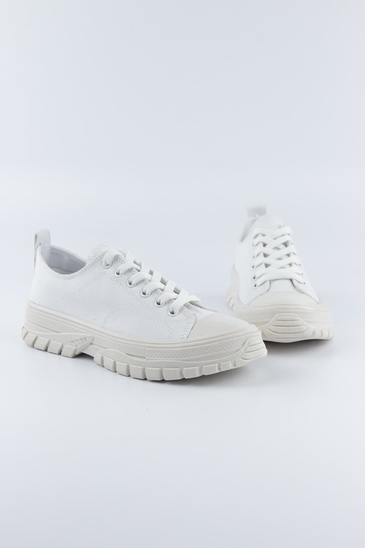 Asante Kadın Sneaker Spor Ayakkabı Beyaz Keten
