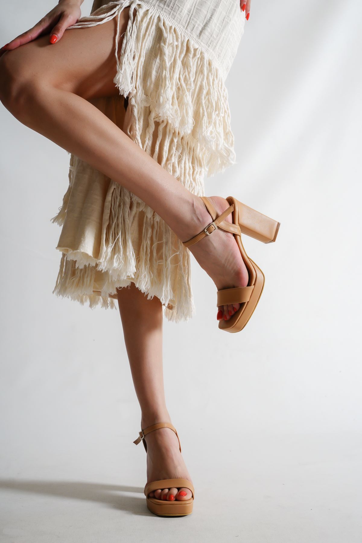 Keyra Kadın Platform Topuklu Ayakkabı Nude Cilt
