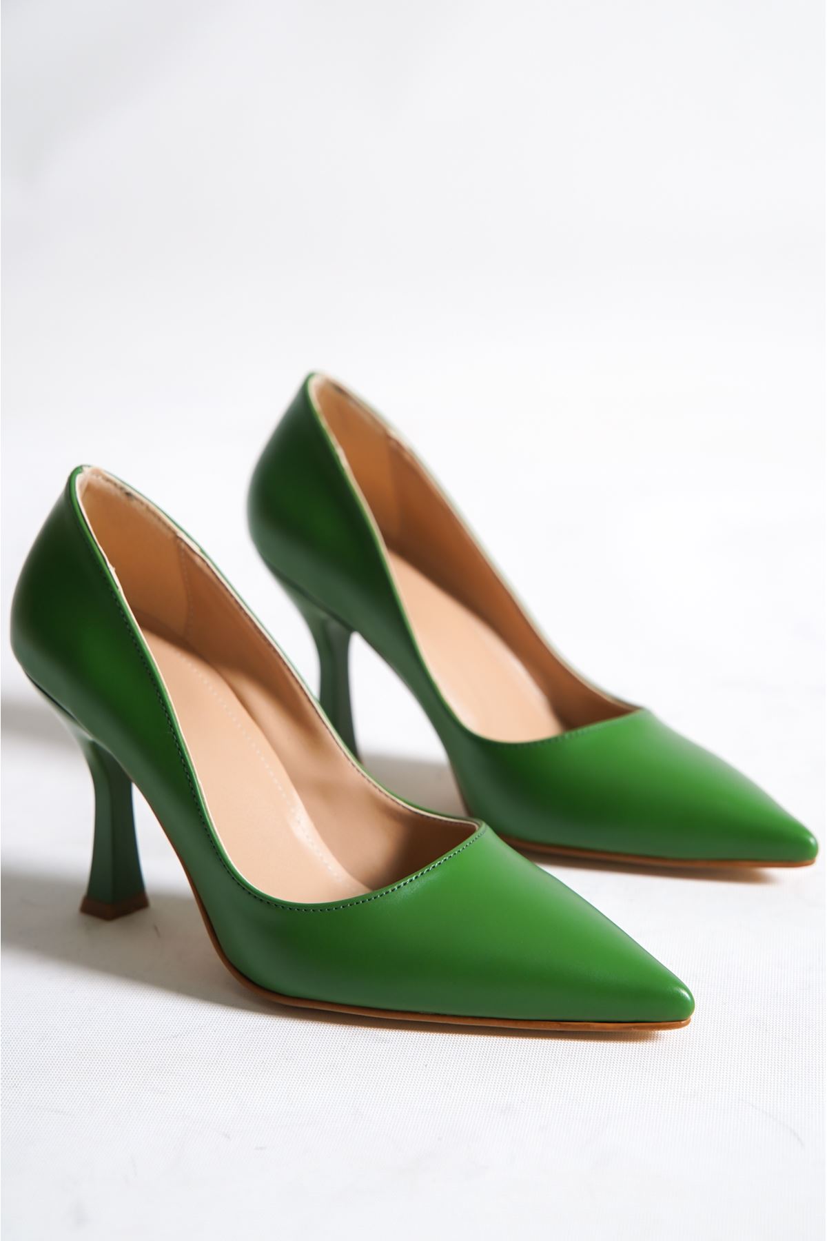 Beliz Kadın Stiletto Topuklu Ayakkabı Çimen Yeşili Cilt