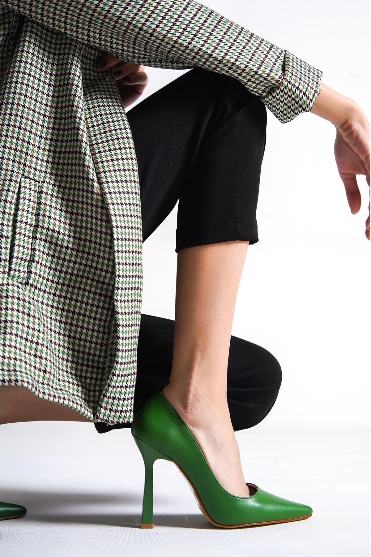 Ravyn Kadın Klasik Topuklu Ayakkabı Çimen Yeşili Cilt