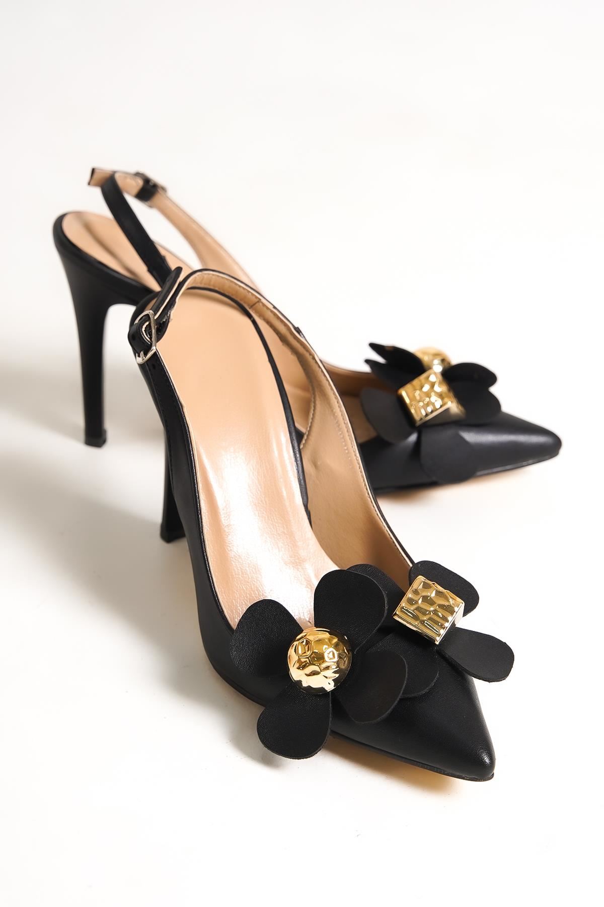 Jeffrey Kadın Topuklu Ayakkabı Siyah Çiçekli