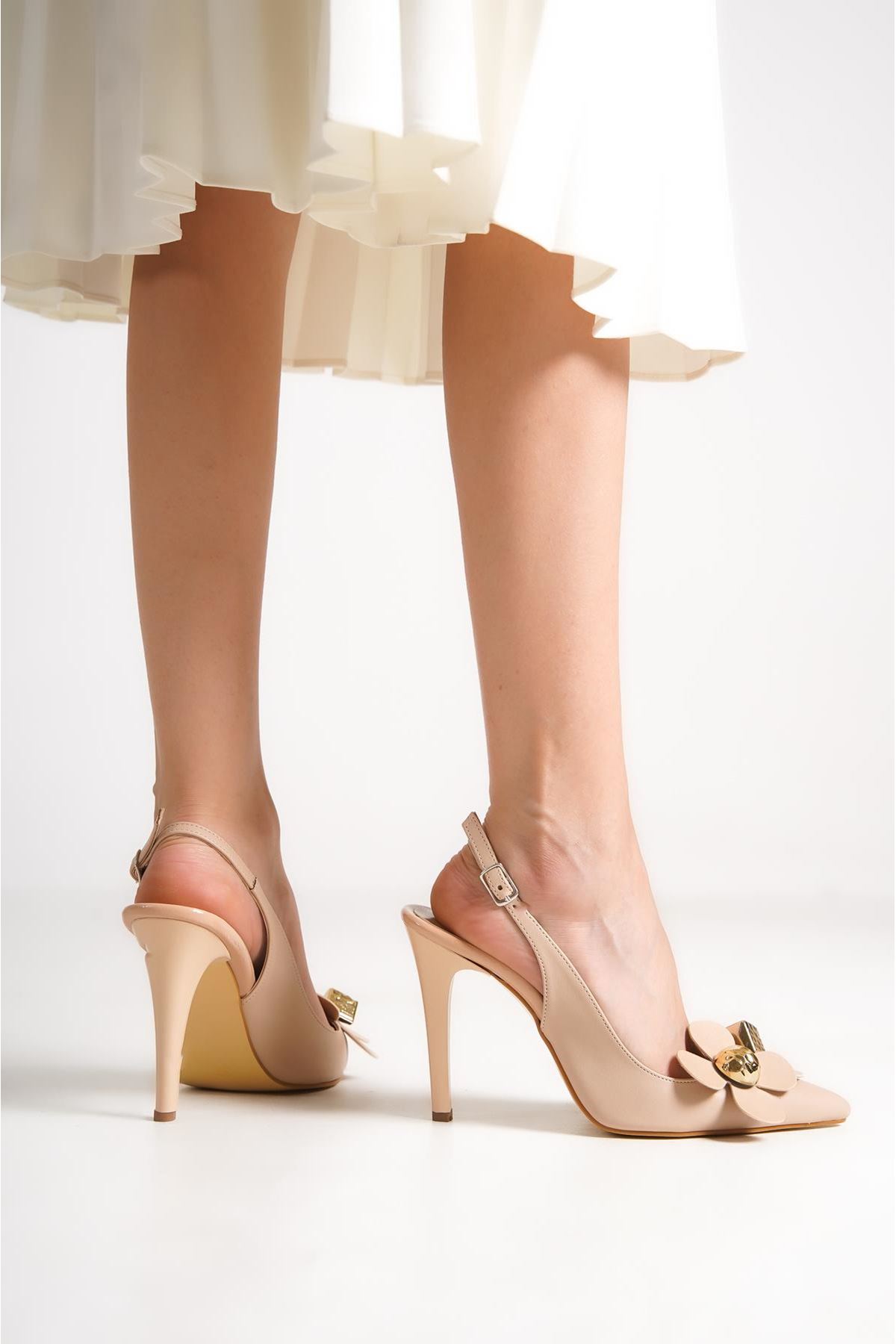 Jeffrey Kadın Topuklu Ayakkabı Nude Çiçekli