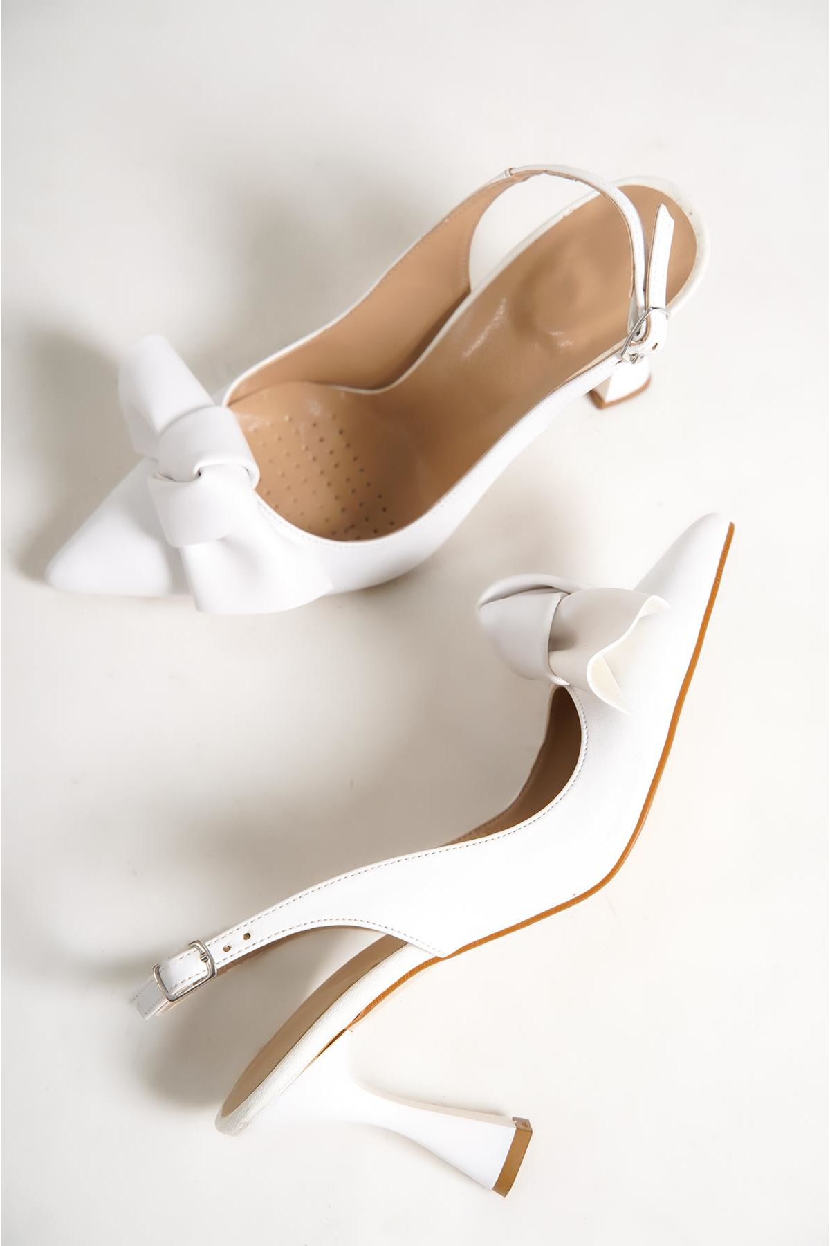 Chiara Kadın Topuklu Ayakkabı Beyaz Fiyonk