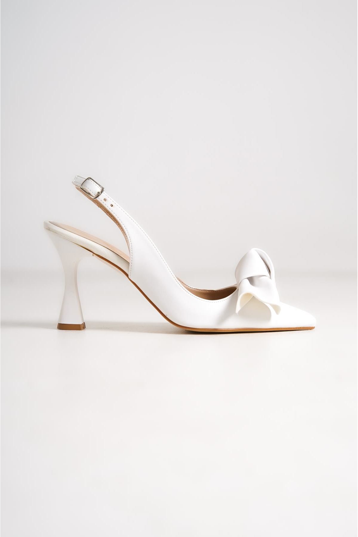 Chiara Kadın Topuklu Ayakkabı Beyaz Fiyonk