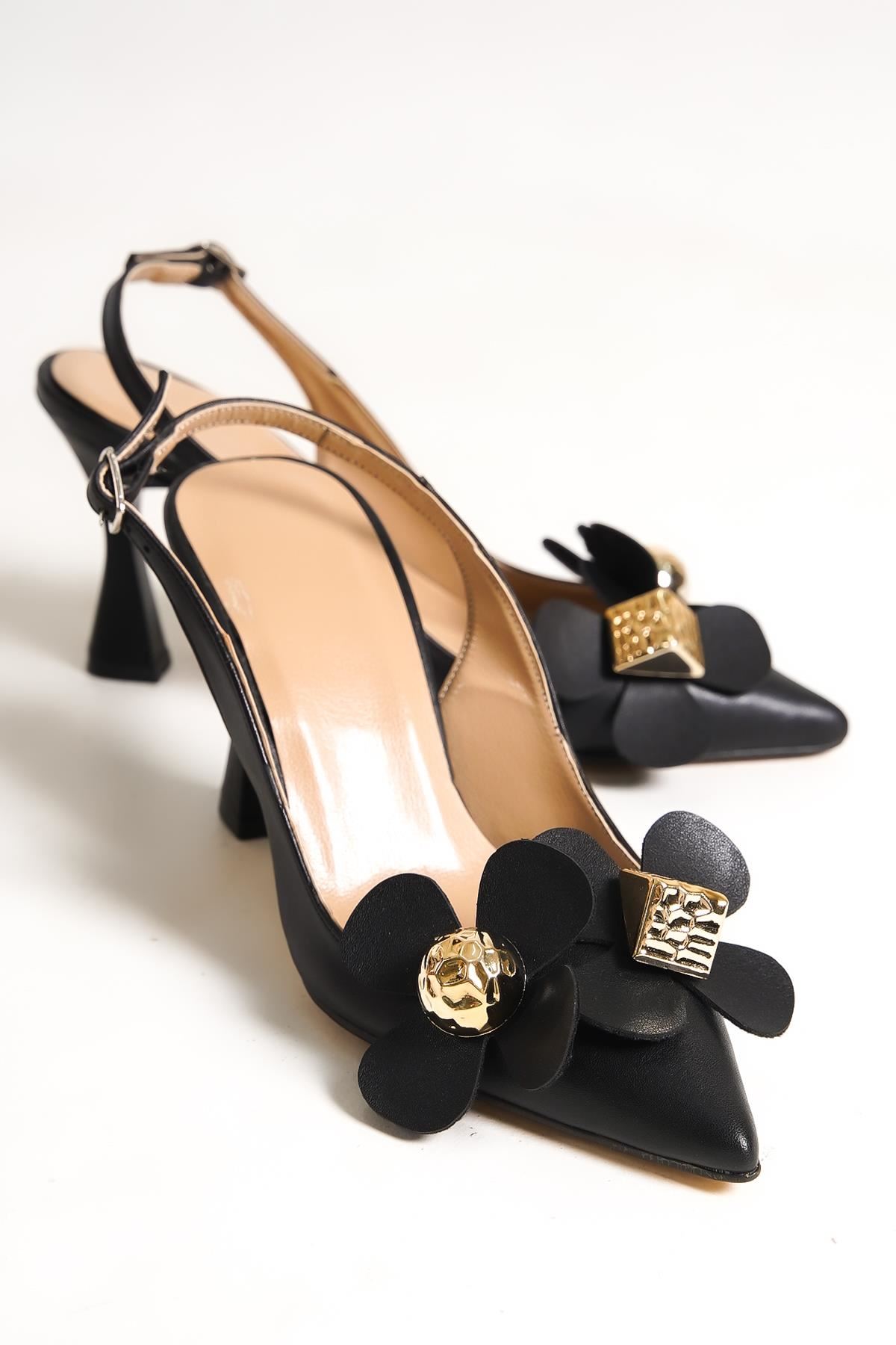Chiara Kadın Topuklu Ayakkabı Siyah Çiçekli
