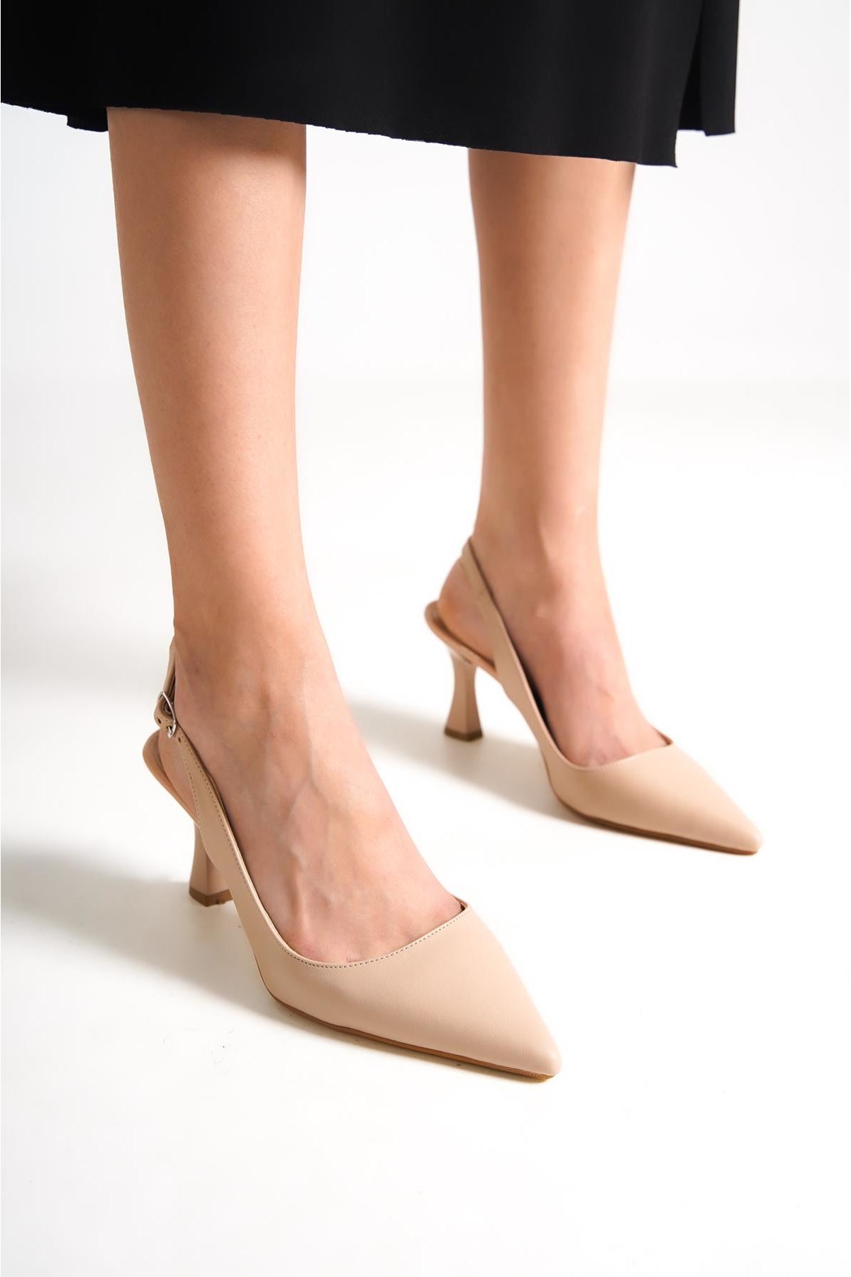 Kadın Stiletto Kısa Topuklu Ayakkabı Tweety Nude Cilt-Sade