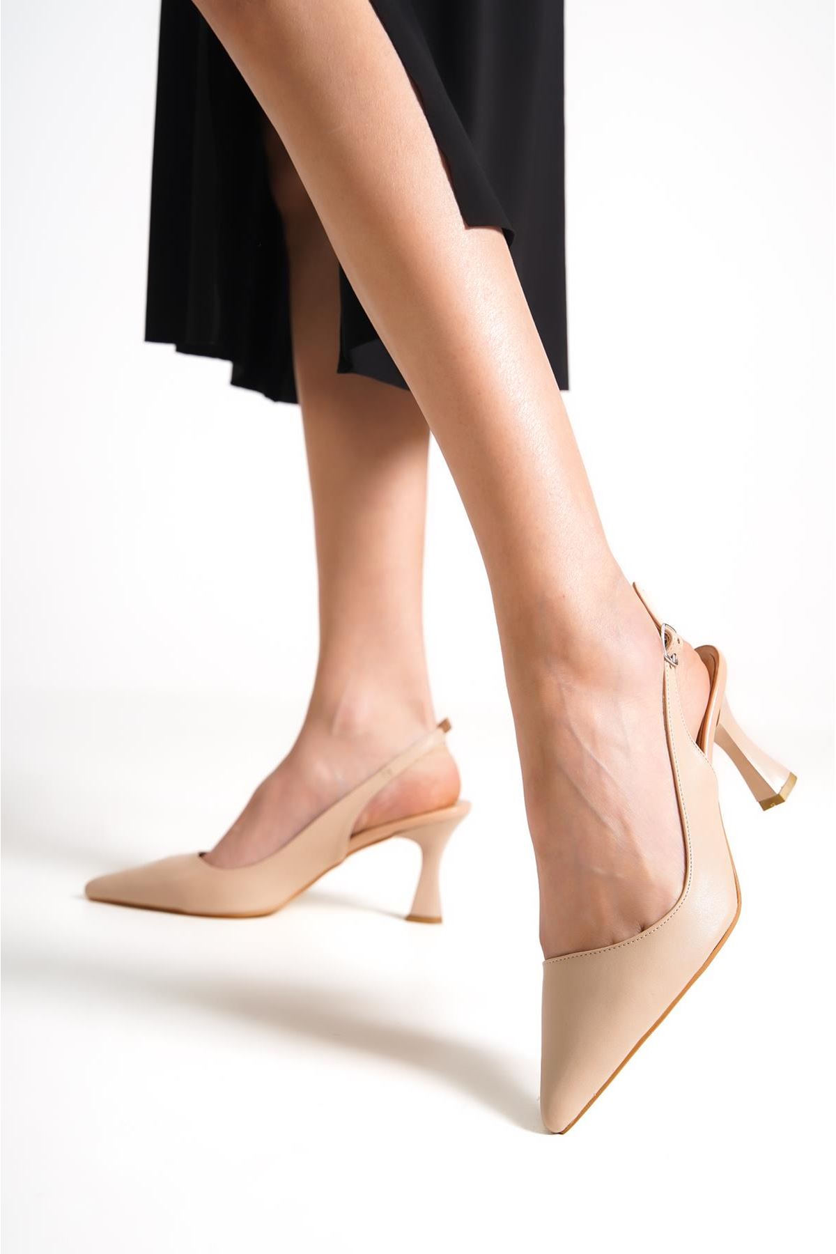 Kadın Stiletto Kısa Topuklu Ayakkabı Tweety Nude Cilt-Sade