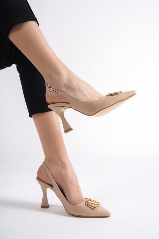 Chiara Kadın Topuklu Ayakkabı Nude Cilt- Tokalı
