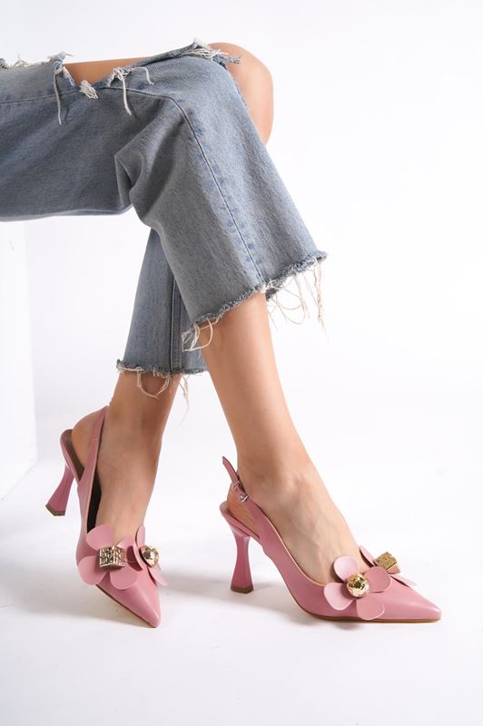 Chiara Kadın Topuklu Ayakkabı Gül Kurusu-Çiçekli