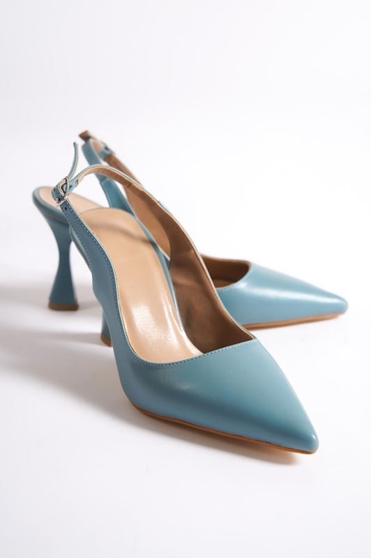 Chiara Kadın Topuklu Ayakkabı Kot Mavi Cilt