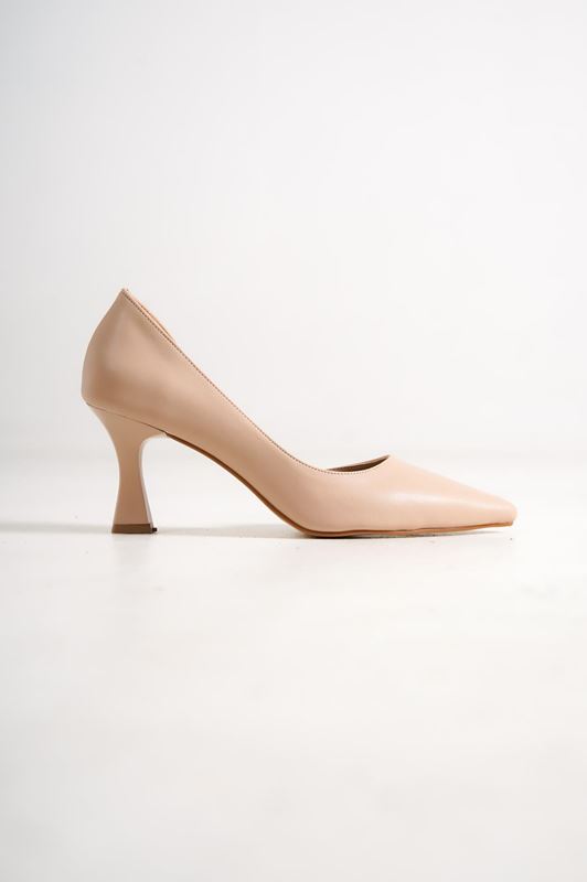 Mirinda Renkli Şeffaf Detaylı Kadın Topuklu Ayakkabı Nude Cilt-Sade