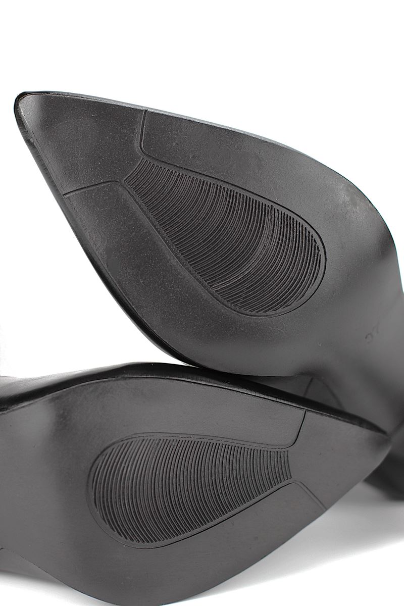 Biana  Esnek Yumuşak Kaymaz Taban (8 cm) Siyah Süet Açık Lastikli Kadın Topuklu Ayakkabı