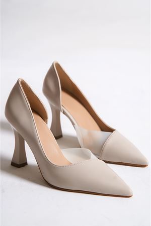 Luna Renkli Şeffaf Detaylı Kadın Topuklu Ayakkabı Ten Cilt