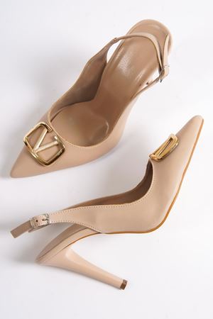 Jeffrey Nude Cilt Tokalı Yüksek Topuklu (10 cm ) Klasik Topuklu Ayakkabı