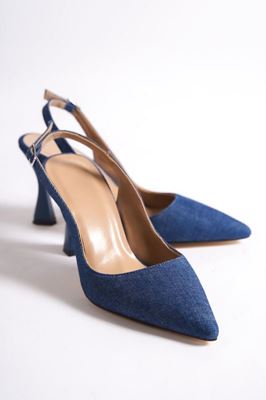 Chiara Lacivert Kot Orta Topuklu (8 cm) Klasik Topuklu Ayakkabı