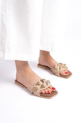 Kadın Günlük Terlik Toka Detaylı Spiros NUDE CİLT-TOKALI