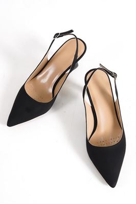 Tweety Siyah Süet Orta Topuklu (6 cm) Klasik Topuklu Ayakkabı