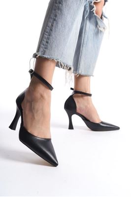 Jany Siyah Cilt Orta Topuklu (8 cm) Klasik Topuklu Ayakkabı