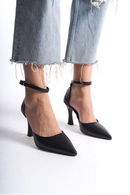 Jany Siyah Cilt Orta Topuklu (8 cm) Klasik Topuklu Ayakkabı