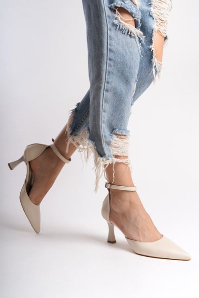 Elsa Bej Cilt Orta Topuklu (6 cm) Klasik Topuklu Ayakkabı