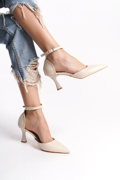 Elsa Bej Cilt Orta Topuklu (6 cm) Klasik Topuklu Ayakkabı