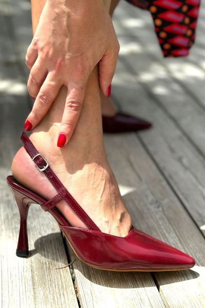 Clara Bordo Rugan Orta Topuklu(8 cm) Klasik Topuklu Ayakkabı 