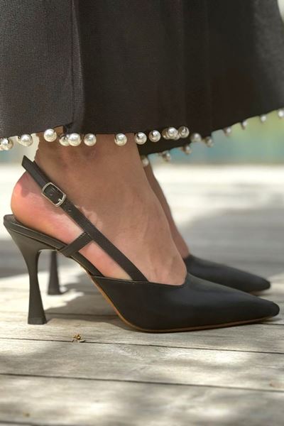 Clara Siyah Cilt Orta Topuklu(6-8 cm) Klasik Topuklu Ayakkabı 