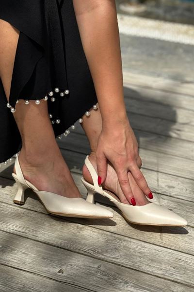 Addison Bej Cilt Alçak Topuklu(4 cm) Klasik Topuklu Ayakkabı 