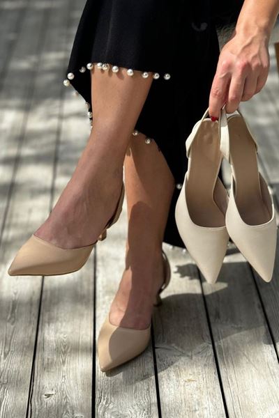 Addison Bej Cilt Alçak Topuklu(4 cm) Klasik Topuklu Ayakkabı 