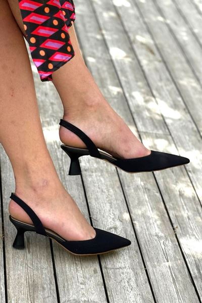 Addison Siyah Süet Alçak Topuklu(4 cm) Klasik Topuklu Ayakkabı 