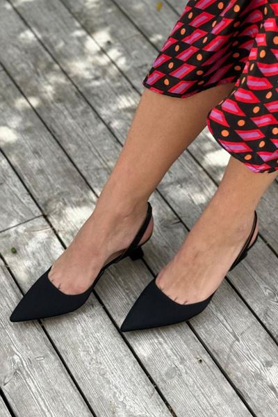 Addison Siyah Süet Alçak Topuklu(4 cm) Klasik Topuklu Ayakkabı 