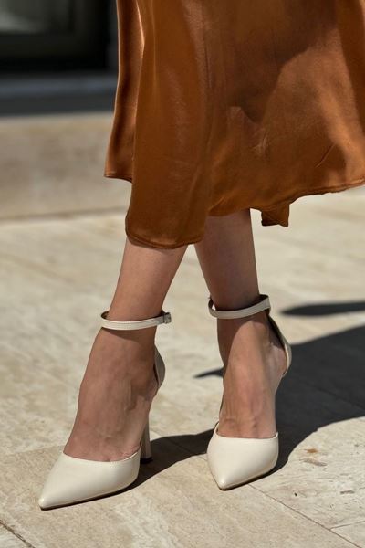 Laura Bej Cilt Yüksek Topuklu (10 cm) Klasik Topuklu Kadın Ayakkabı