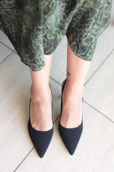 Chiara Siyah Süet Orta Topuklu (8 cm) Klasik Topuklu Ayakkabı