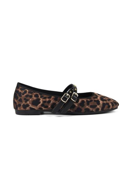 Agnessa Kadın Toka Detaylı Leopar Desenli Babet Ayakkabı