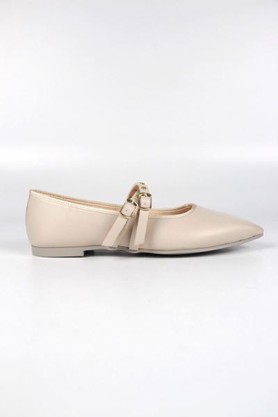 Chester Kadın Sivri Burunlu Bej Cilt Babet Ayakkabı