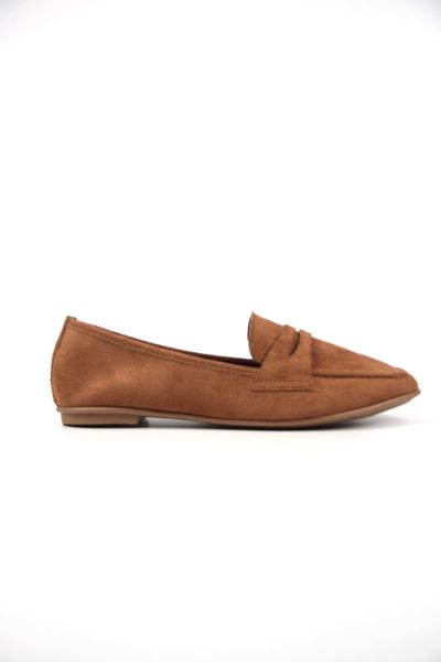 Mandy Kadın Yuvarlak Burun Açık Kahve Süet Loafer Ayakkabı