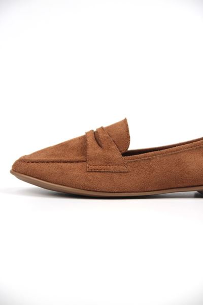 Mandy Kadın Yuvarlak Burun Açık Kahve Süet Loafer Ayakkabı