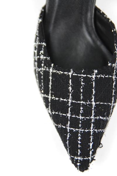 Addison Siyah Desenli Kumaş Alçak Topuklu(4 cm) Klasik Topuklu Ayakkabı