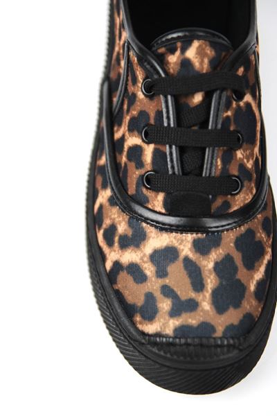 Lona Kadın Leopar Desenli Siyah Taban Bağcıklı Sneakers