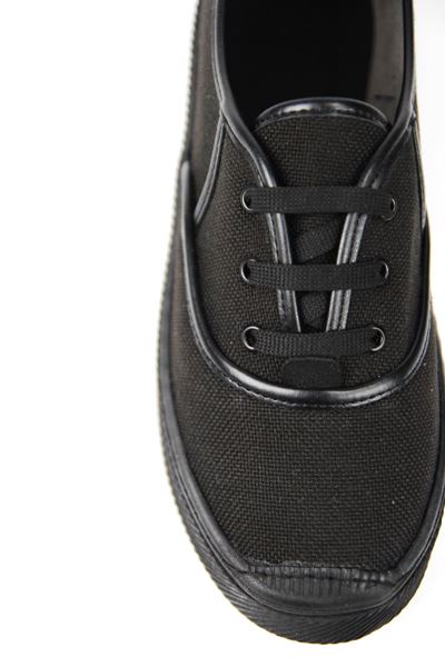 Lona Kadın Siyah Keten Siyah Taban Bağcıklı Sneakers