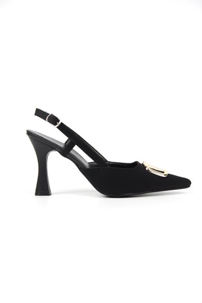 Clara Siyah Süet Orta Topuklu(8 cm) Klasik Topuklu Ayakkabı