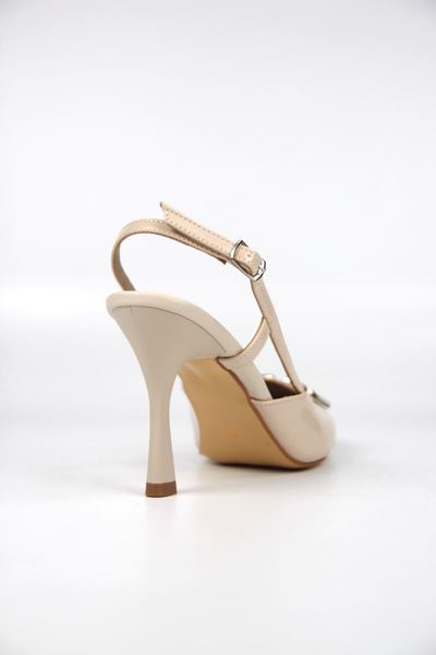 Clara Bej Rugan V Toka Orta Topuklu(8 cm) Klasik Topuklu Ayakkabı