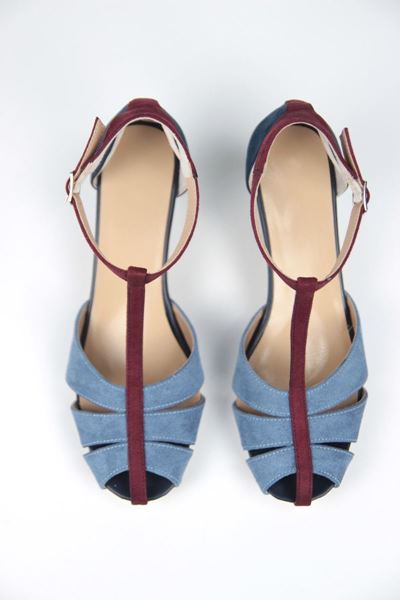 Queenn Kadın Klasik Kısa Topuklu (4-6 cm) Ayakkabı Mavi Süet