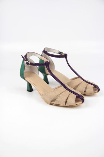 Queenn Kadın Klasik Kısa Topuklu (6 cm) Ayakkabı Vizon Süet