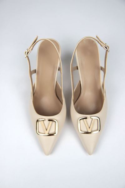 Claraa Bej Cilt V Toka Orta Topuklu(8 cm) Klasik Topuklu Ayakkabı 