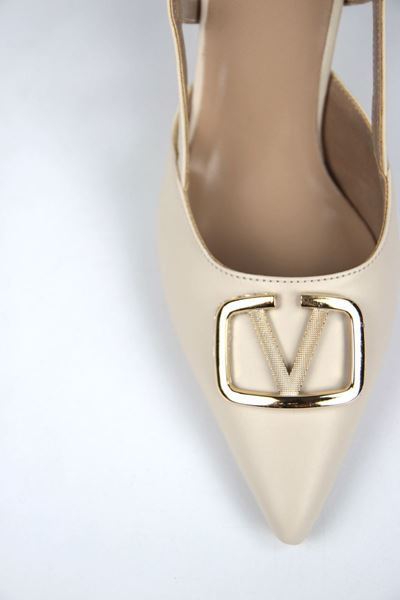 Claraa Bej Cilt V Toka Orta Topuklu(8 cm) Klasik Topuklu Ayakkabı 