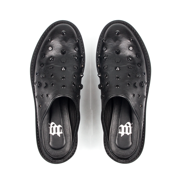 Signature K-Zımbalı Siyah-Gri Deri Terlik